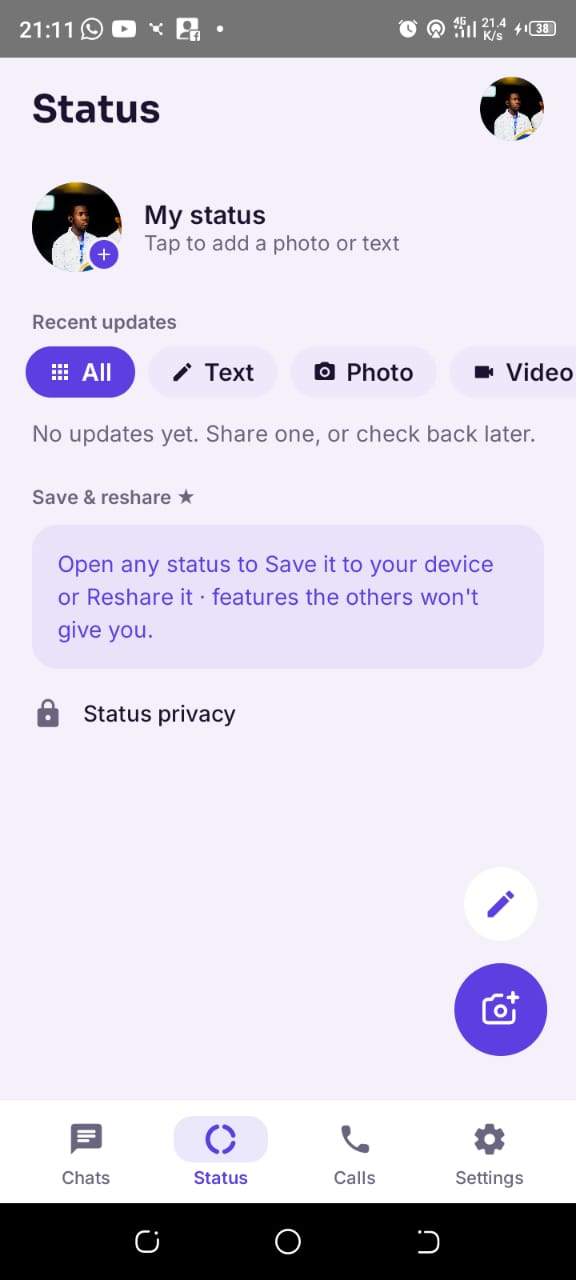Gistnode status screen